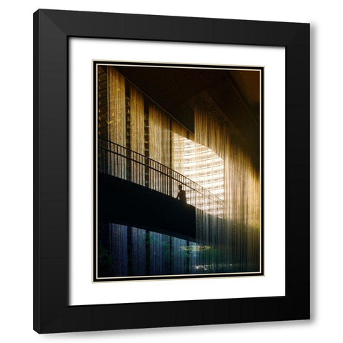 Water Curtain Black Modern Wood Framed Art Print with Double Matting by jing Chung, Hong