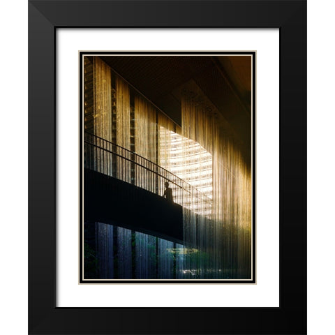 Water Curtain Black Modern Wood Framed Art Print with Double Matting by jing Chung, Hong