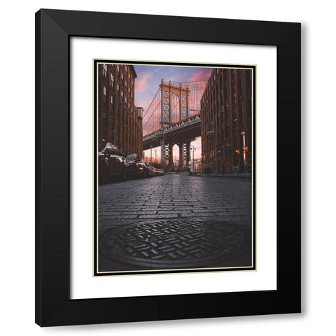 No Sleep Til Brooklyn Black Modern Wood Framed Art Print with Double Matting by InTheMoment