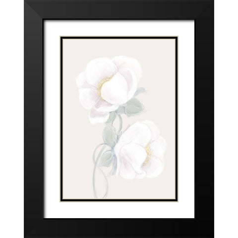 Lush Peony Black Modern Wood Framed Art Print with Double Matting by 1x Studio II