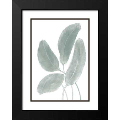 Leaves Watercolor 02 Black Modern Wood Framed Art Print with Double Matting by 1x Studio II
