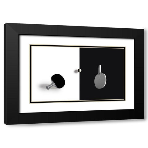 Match Point Black Modern Wood Framed Art Print with Double Matting by Zhong, John-Mei
