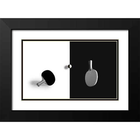 Match Point Black Modern Wood Framed Art Print with Double Matting by Zhong, John-Mei