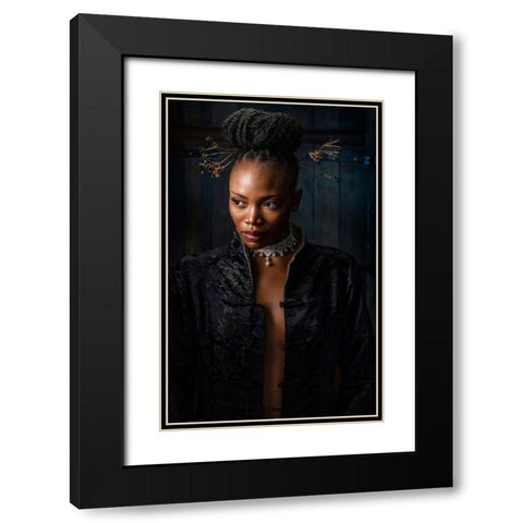 Blue Princess 2 Black Modern Wood Framed Art Print with Double Matting by Galon Ma, Derek