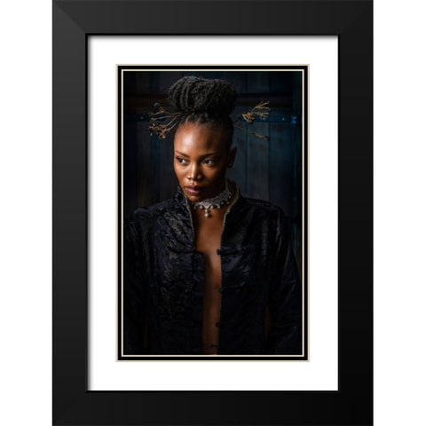 Blue Princess 2 Black Modern Wood Framed Art Print with Double Matting by Galon Ma, Derek