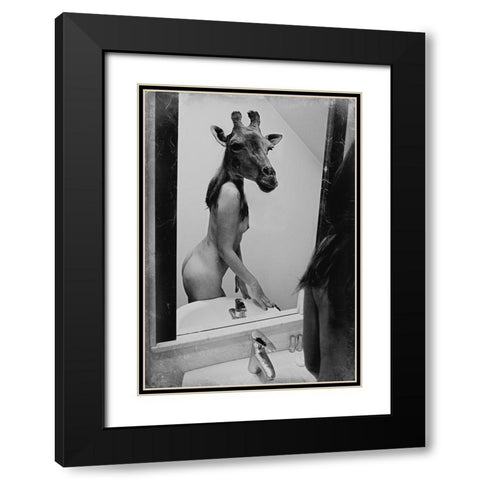 Intimate Discussion Black Modern Wood Framed Art Print with Double Matting by Bousca, Bogdan