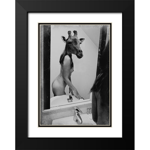 Intimate Discussion Black Modern Wood Framed Art Print with Double Matting by Bousca, Bogdan