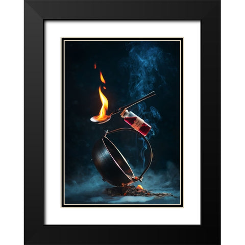 Fire Breath Potion Black Modern Wood Framed Art Print with Double Matting by Belenko, Dina