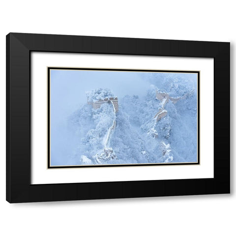 The Great Wall In Ice And Snow Black Modern Wood Framed Art Print with Double Matting by Simoon