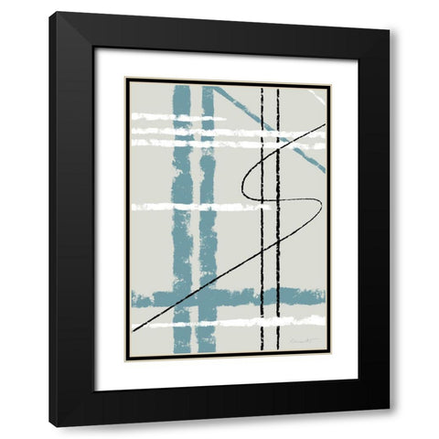 Messy Lines Black Modern Wood Framed Art Print with Double Matting by 1x Studio II
