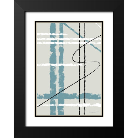 Messy Lines Black Modern Wood Framed Art Print with Double Matting by 1x Studio II