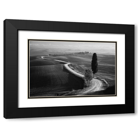 Morning In The Field Black Modern Wood Framed Art Print with Double Matting by Anton, Rostovskiy