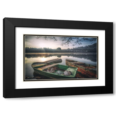 The Lake Black Modern Wood Framed Art Print with Double Matting by Krier, Guy