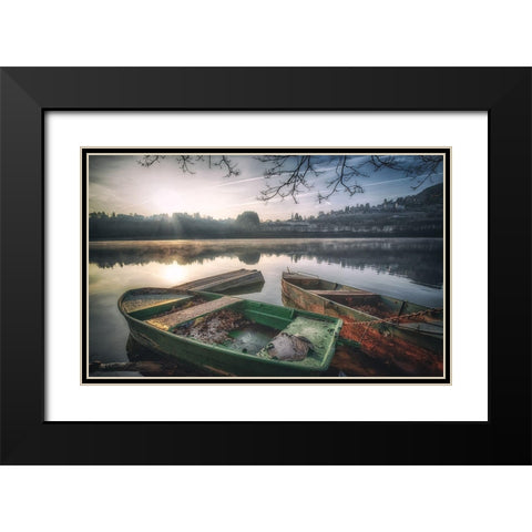 The Lake Black Modern Wood Framed Art Print with Double Matting by Krier, Guy
