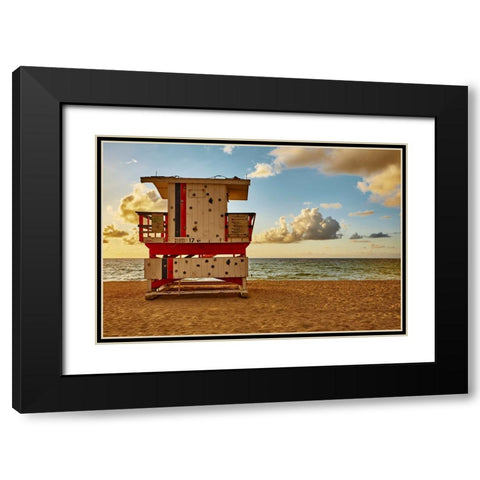 Miami Beach Black Modern Wood Framed Art Print with Double Matting by Zeise, Wilfried