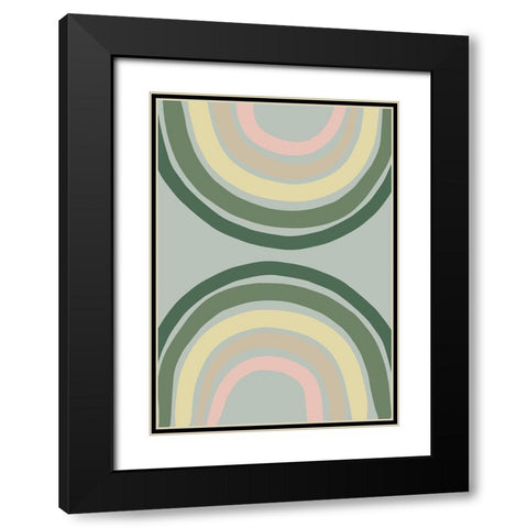 Double Rainbow Green Black Modern Wood Framed Art Print with Double Matting by 1x Studio