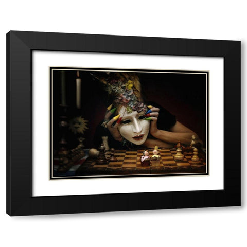 Check! Black Modern Wood Framed Art Print with Double Matting by Ambra