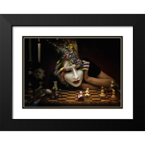 Check! Black Modern Wood Framed Art Print with Double Matting by Ambra