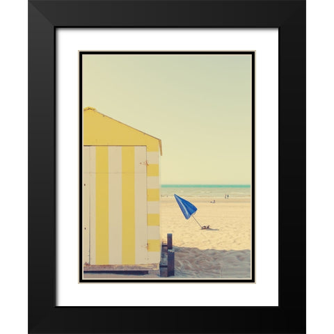 The Blue Umbrella Black Modern Wood Framed Art Print with Double Matting by Della Latta, Massimo