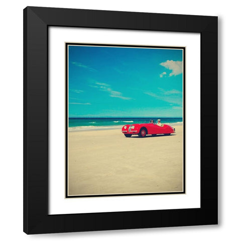 The Red Car Black Modern Wood Framed Art Print with Double Matting by Della Latta, Massimo