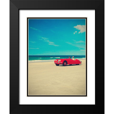 The Red Car Black Modern Wood Framed Art Print with Double Matting by Della Latta, Massimo