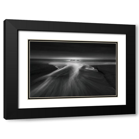 Creek Meets Ocean Black Modern Wood Framed Art Print with Double Matting by Ning, Aidong