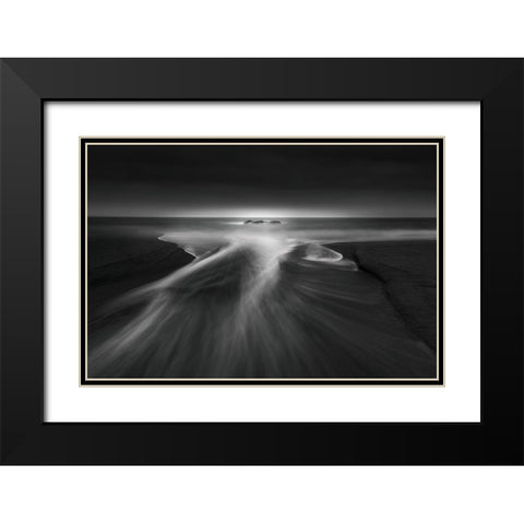 Creek Meets Ocean Black Modern Wood Framed Art Print with Double Matting by Ning, Aidong