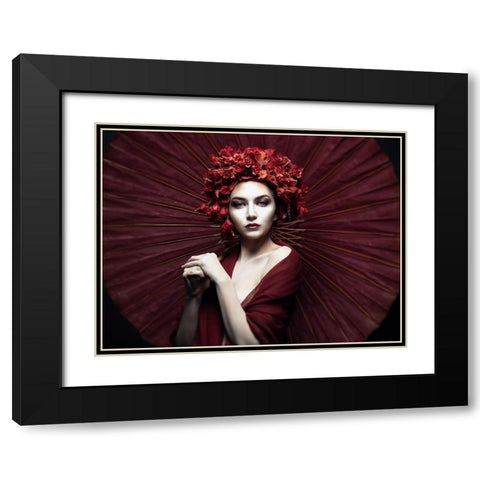 Kyoko Black Modern Wood Framed Art Print with Double Matting by Siegart
