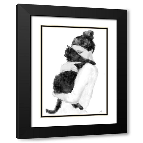 Cat Lover Black Modern Wood Framed Art Print with Double Matting by 1x Studio II