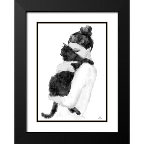 Cat Lover Black Modern Wood Framed Art Print with Double Matting by 1x Studio II