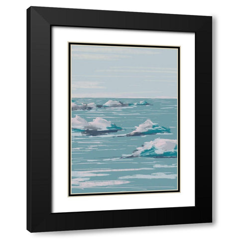 Seascape Black Modern Wood Framed Art Print with Double Matting by 1x Studio II