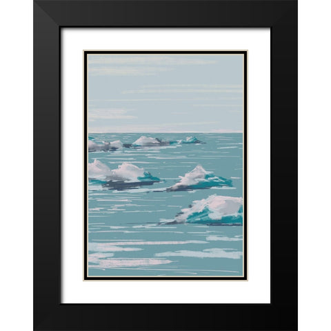 Seascape Black Modern Wood Framed Art Print with Double Matting by 1x Studio II