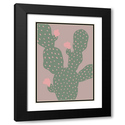 Green Cactus Black Modern Wood Framed Art Print with Double Matting by 1x Studio