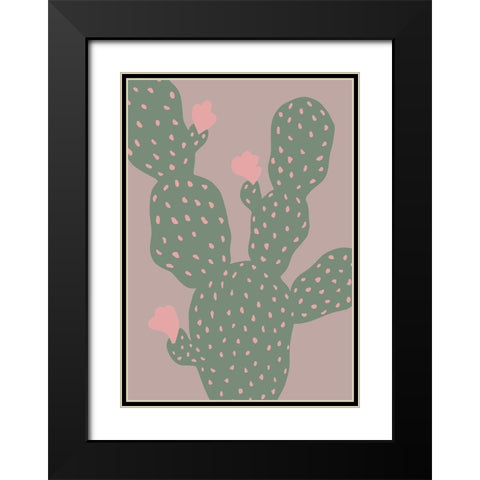 Green Cactus Black Modern Wood Framed Art Print with Double Matting by 1x Studio