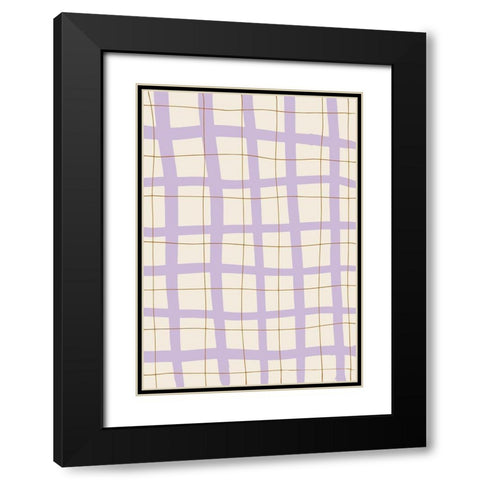 Lilac Grid Black Modern Wood Framed Art Print with Double Matting by 1x Studio