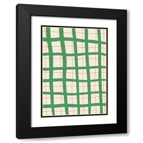 Green Grid Black Modern Wood Framed Art Print with Double Matting by 1x Studio