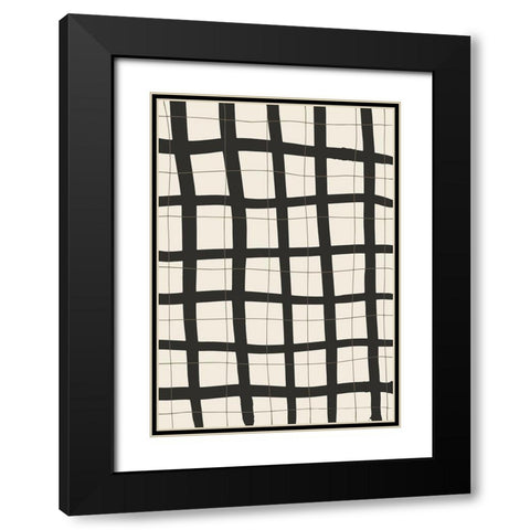 Black Grid Black Modern Wood Framed Art Print with Double Matting by 1x Studio