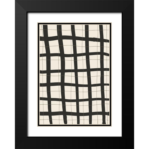 Black Grid Black Modern Wood Framed Art Print with Double Matting by 1x Studio