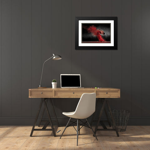 Fire Dance Black Modern Wood Framed Art Print with Double Matting by Kisworo, Sebastian
