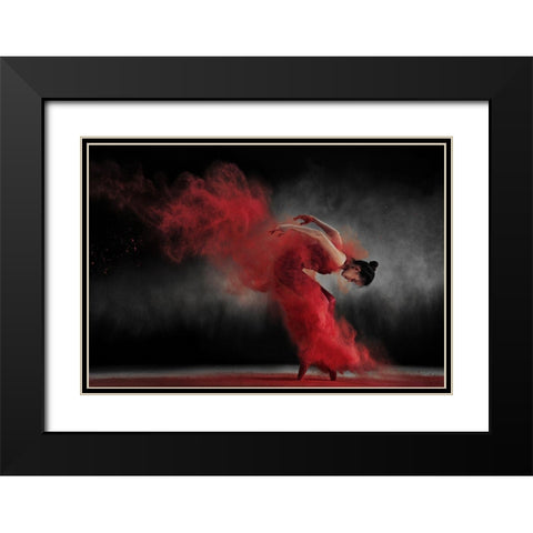 Fire Dance Black Modern Wood Framed Art Print with Double Matting by Kisworo, Sebastian