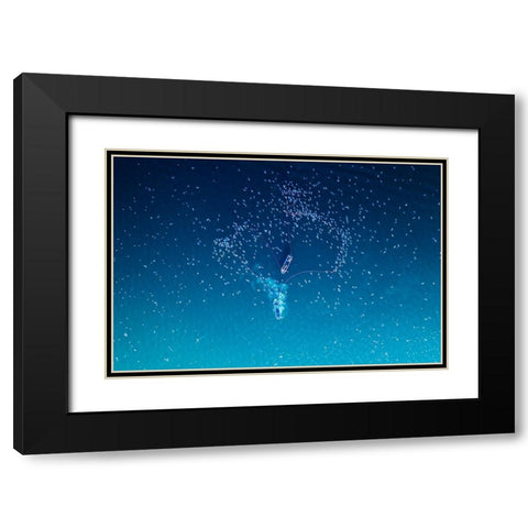 Fishing Black Modern Wood Framed Art Print with Double Matting by AL Farsi, Haitham