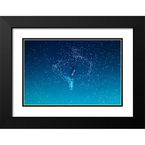 Fishing Black Modern Wood Framed Art Print with Double Matting by AL Farsi, Haitham