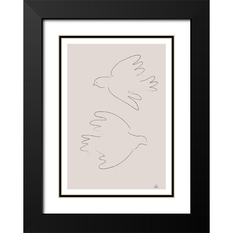 Two Doves Black Modern Wood Framed Art Print with Double Matting by 1x Studio II