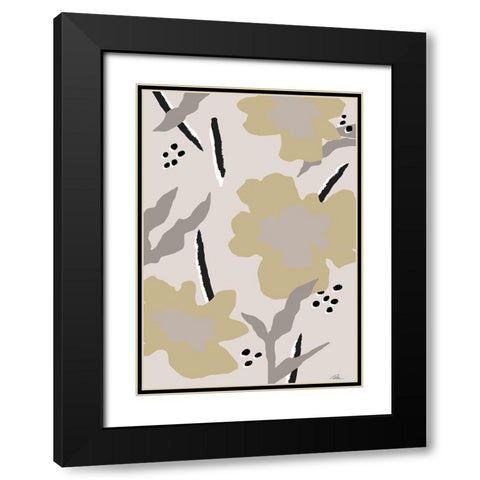 Beige Flowers Black Modern Wood Framed Art Print with Double Matting by 1x Studio II