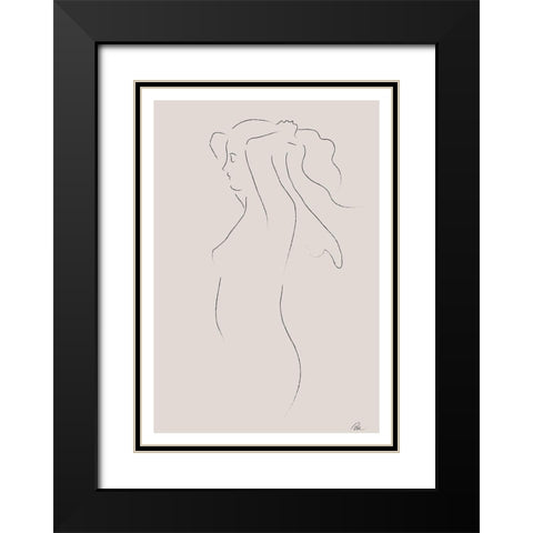 Woman Sketch Black Modern Wood Framed Art Print with Double Matting by 1x Studio II