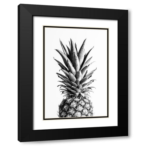 Pineapple Black A White 01 Black Modern Wood Framed Art Print with Double Matting by 1x Studio III