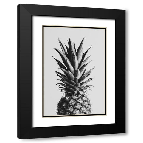 Pineapple Black A White 02 Black Modern Wood Framed Art Print with Double Matting by 1x Studio III