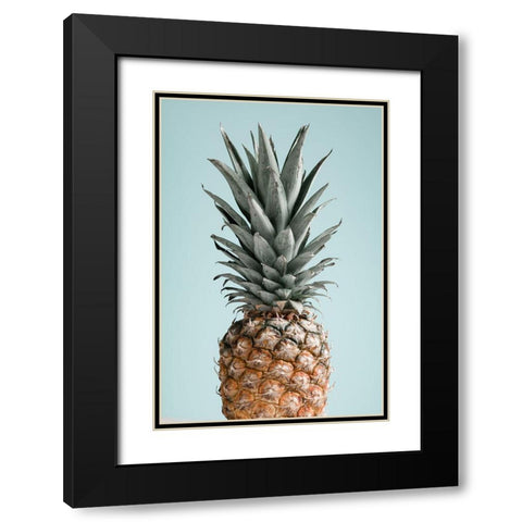 Pineapple Blue 01 Black Modern Wood Framed Art Print with Double Matting by 1x Studio III