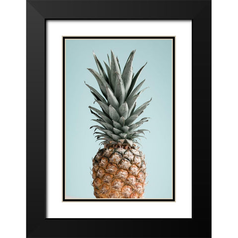 Pineapple Blue 01 Black Modern Wood Framed Art Print with Double Matting by 1x Studio III
