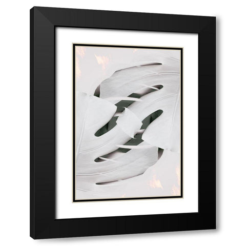 Monstera White 02 Black Modern Wood Framed Art Print with Double Matting by 1x Studio III